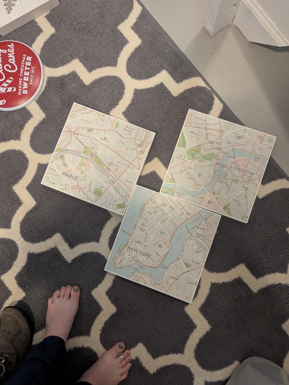 Map Trio Wall Art Set - Neutral Pastel City Maps (IKEA)